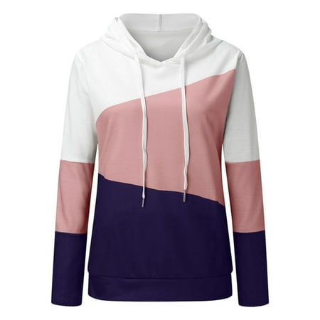 

Bospose Long Sleeve Crop Top Corset Top Pink Top Women S Fashion Splicing Print Loose Tops Casual Sweatshirt Lady Patchwork Hood Sweatshirt Top Xxl