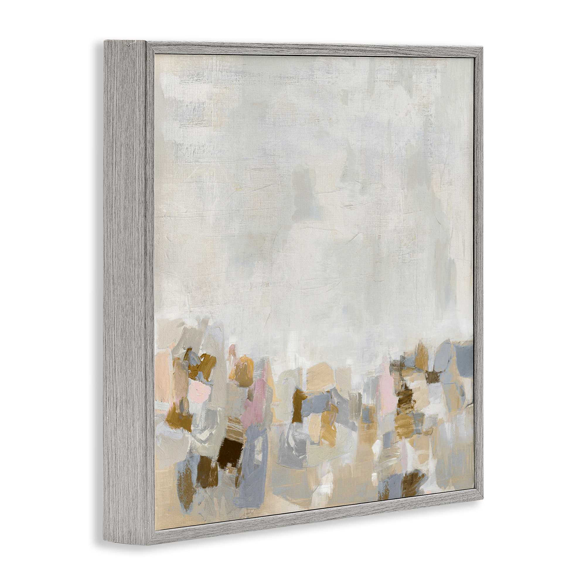Stupell Industries Rustic Beige & Grey Abstract Painting Gray Framed Art Print Wall Art, 24 x 24