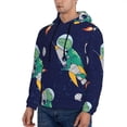 thumbnail image 3 of Lsque Astronaut Dinosaur and Space Pattern Casual Men's Hoodie,Hooded Sweatshirt with Kangaroo Pocket,Pullover Hoodie-4X-Large, 3 of 7