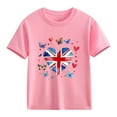 thumbnail image 4 of T-Shirt Graphique à Manches Courtes et Col Rond pour Enfants, Imprimé Drapeau Britannique, Mélange Doux de Polyester et Spandex, Haut Décontracté Respirant, Lavable en Machine, pour Garçons et Filles, 4 of 4