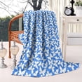 thumbnail image 2 of Blue White Butterfly Pattern Blanket,Comfortable Soft Flannel Throw Blanket,All Season,Warm Lightweight Blankets for Sofa Bed Couch Living Room Chair,40"x50", 2 of 4