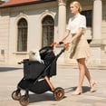 thumbnail image 6 of TLGREEN Foldable Dog Stroller for Medium Dogs Cats, Aluminum and Cuarbon Steel Frame Pet Stroller with Cup Holder, Adjustable Height, 6 of 10