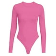 thumbnail image 4 of Mifelio Bodysuits for Women, Womens Crew Neck Long Sleeve Bodysuit Comfortable Against The Skin Tops Body Suits Women Clothing Shapewear Bodysuit Womens Tops Hot Pink L, 4 of 4