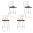 thumbnail image 1 of Gymax 29'' Swivel Barstools Set of 4 w/Backrest Large Seat Footrest for Kitchen Island White & Walnut, 1 of 7