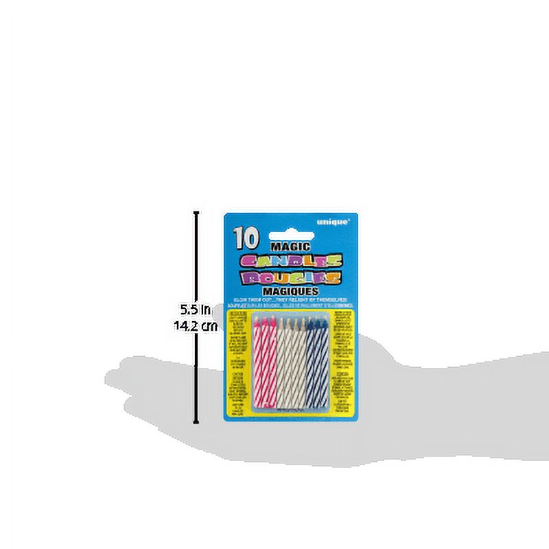 Unique Industries Magic Relighting Trick Multi-color Birthday Candles, (2.5") 10 Pieces