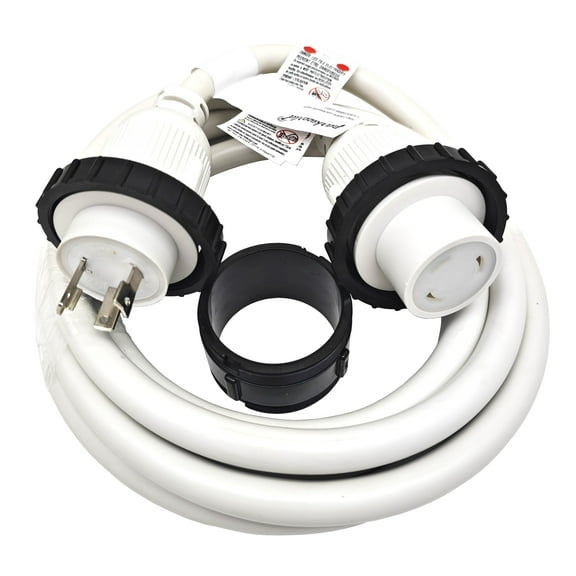 Parkworld RV Shore Power Extension Cord, NEMA L5-30 Twist Lock 30A Extension Cord, Female with Seal Collar, White (12FT)