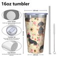 thumbnail image 4 of 16oz Tumblers Dachshund and Flower Stainless Steel Vacuum Insulated Double Wall Travel Tumbler Cups Mug with Lid and Straw,Cleaning Brush for Coffee,Tea, 4 of 4