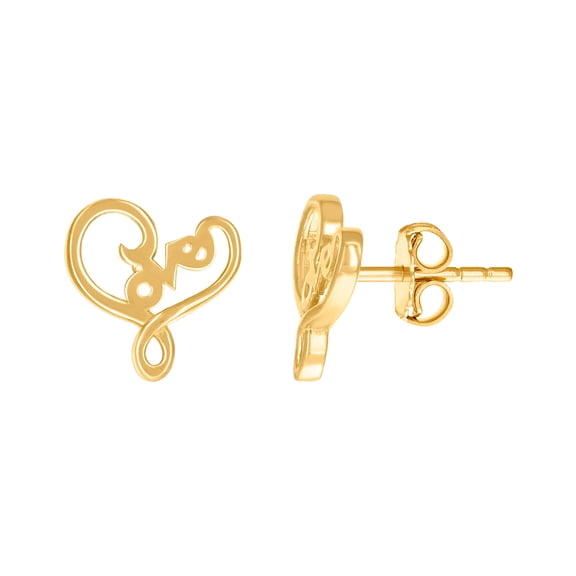 10k Yellow Gold Womens Twisted Love Stud Earrings 10.1x9.5mm Wide Stud Earring for Women - 1.1 Grams