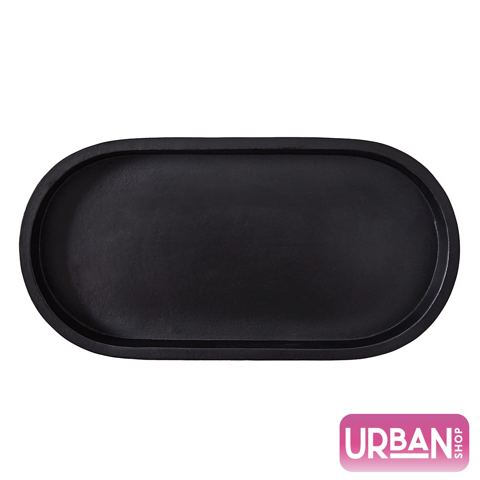 Urban Shop Black Ceramic Oval Tray, 11.8