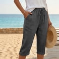 thumbnail image 2 of Casual Pants for Women Women's Fashionable And Casual Summer Elastic High Waisted Solid Color Cotton And Linen Loose Trousers, 2 of 6