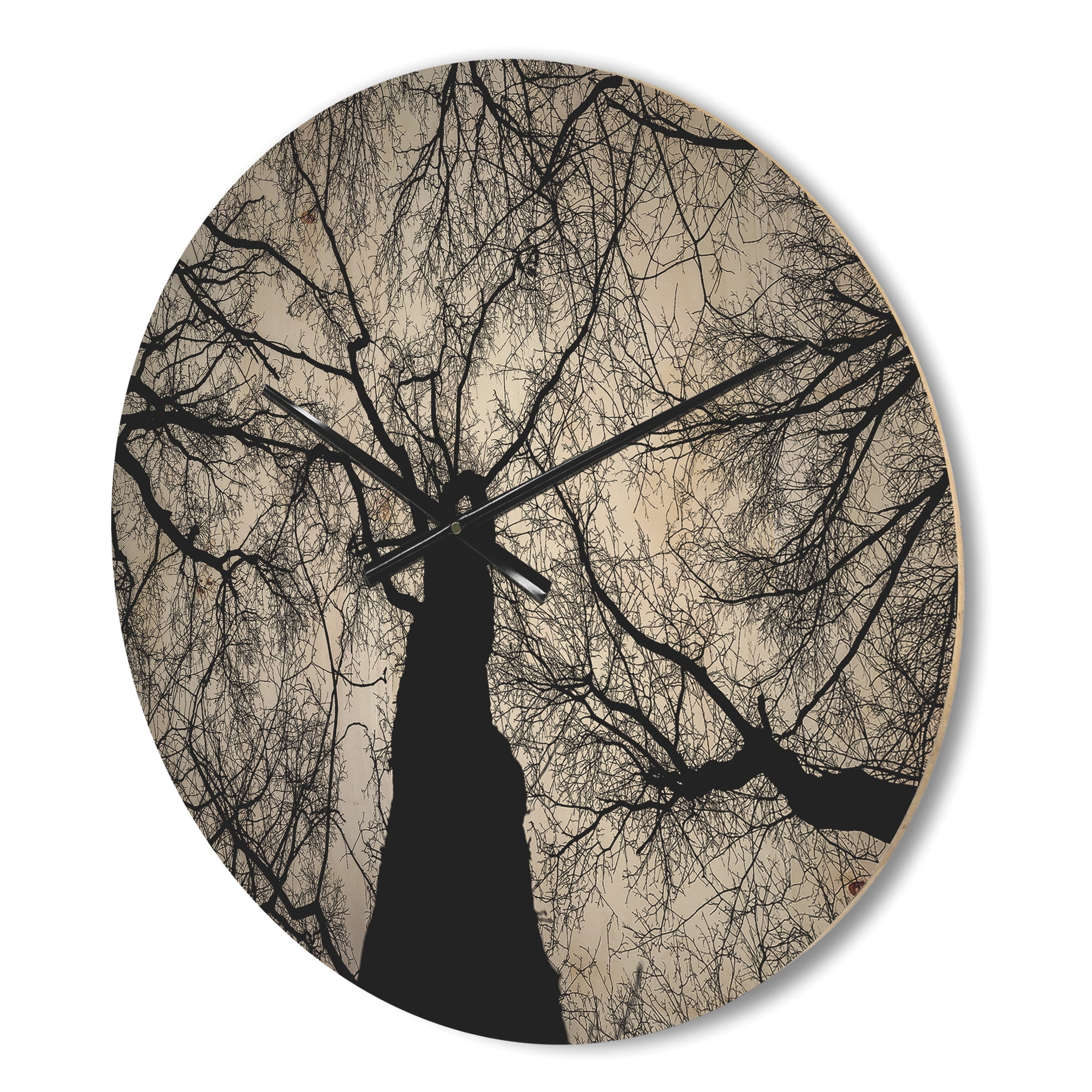 Designart 'Sky View Throught Winter Branches ' Modern Wood Wall Clock