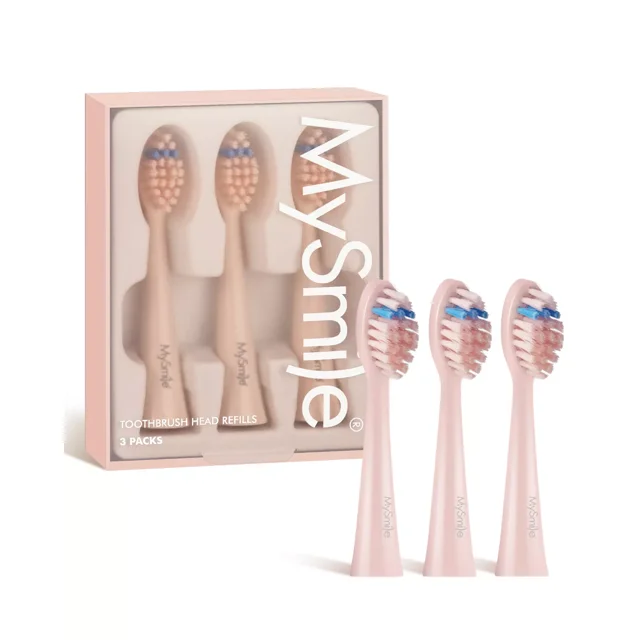 MySmile Cabezales de Repuesto para Cepillo de Dientes Eléctrico Sónico DY156 para Adultos, 3 Cabezales Seguros para el Esmalte, Color Rosa