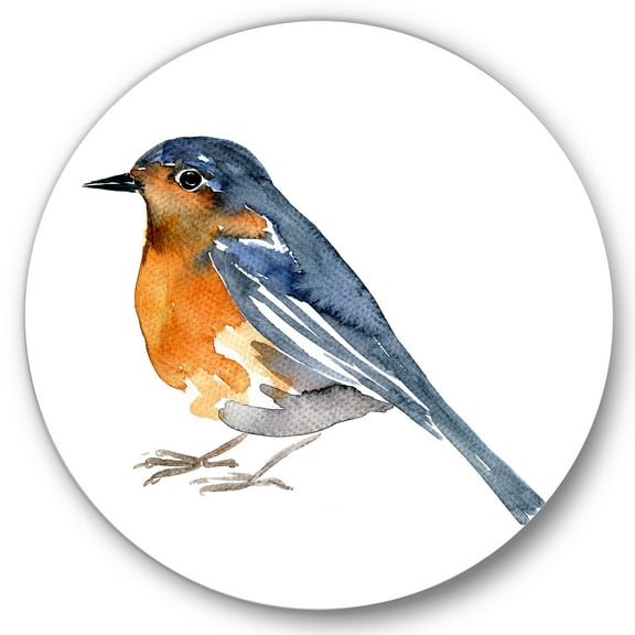 Designart 'Ancient Orange Bird' Traditional Circle Metal Wall Art 36x36 - Disc of 36