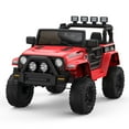 thumbnail image 3 of Luku 2-Seater Ride On Truck Car, 12V Battery Powered Electric Vehicle with Parent Remote Control, 2 Speeds, Led Lights, Mp3 Player, Safety Belt, Red, 3 of 7