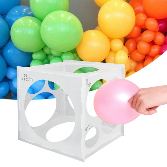 11 Holes Collapsible Balloon Sizer Box Cube, EEEkit Balloon Size Measurement Tool for Birthday Wedding Party Balloon Decorations, Balloon Arches, Balloon Columns (2-10 Inch)