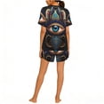 thumbnail image 2 of Women's 2 Piece Pajama Set Loungewear Short Sleeve Tee Top and Shorts Set, Fatima Hamsa Hand Evil Eye Ornaments, 2 of 5