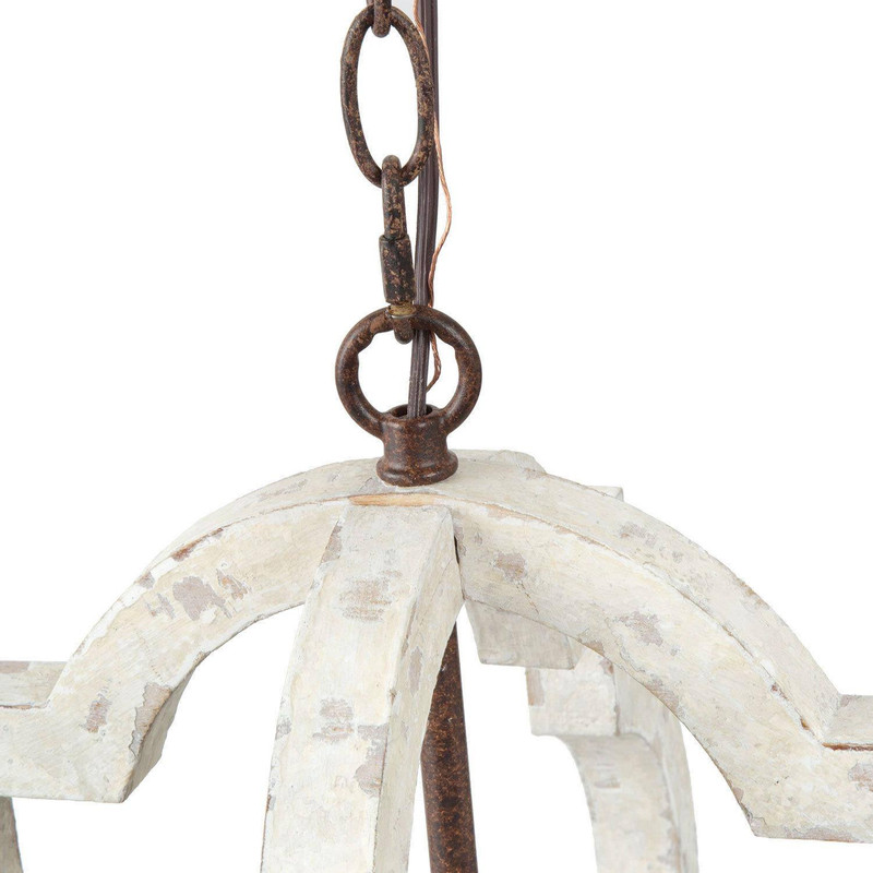 LNC Adrammelech Whitewashed Wood and Iron Pendant Light, Adjustable Farmhouse Fixture