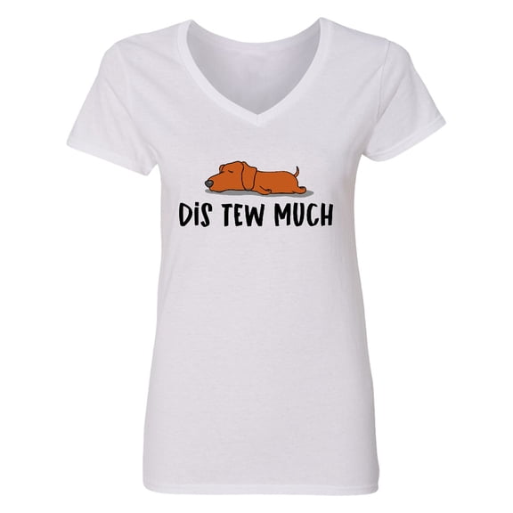 Inktastic Napping Dis Tew Much Daschund Weiner Dog Brown Women's V-Neck T-Shirt