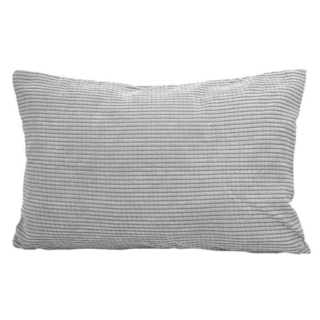 12 Inch Square Toss Pillow - Cushion Cover Toss Pillow Case Shell Velvet Corn Striped 12 x 18 Inches Grey