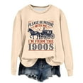 thumbnail image 4 of KHONTS Women's Retro Please Be Patient with Me I'm from the 1900s Sweatshirt Fall Casual Long Sleeve Pullovers Sweatshirts Beige M, 4 of 4