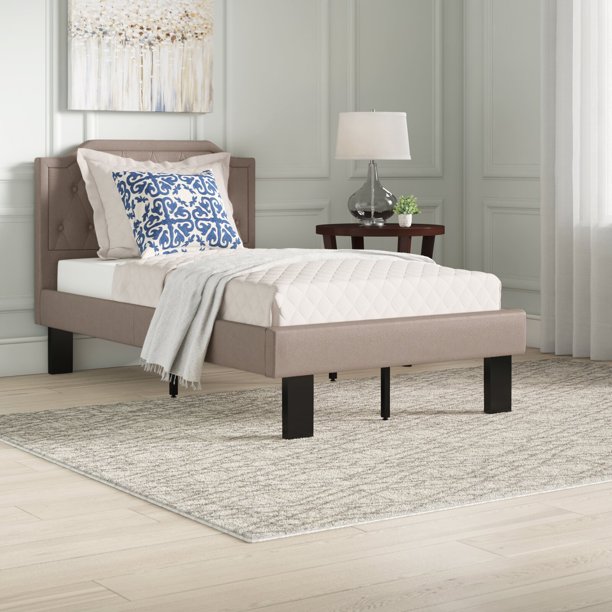Alpharetta Twin Tufted Upholstered Low Profile Platform Bed, Frame