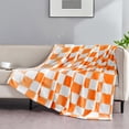 thumbnail image 6 of Orange Checkered Blanket, Soft Cozy Fleece Checkered Throw Blanket for Bed Sofa Couch Camping, Ultra Fluffy Throw Blankets for All Seasons (Orange), 6 of 6