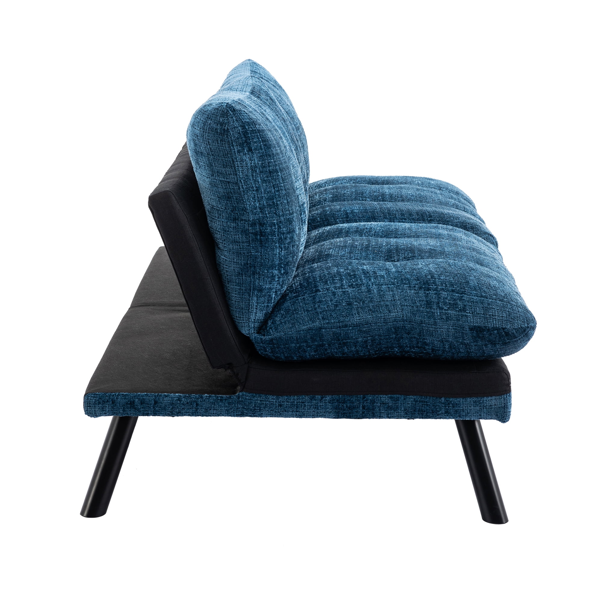 Kadyn Convertible Sofa Bed, Loveseat Futon Bed with Metal Legs, Adjustable Lounge Couch for Compact Living Space Chenille, Blue Kadyn Convertible Sofa Bed, Loveseat Futon Bed with Metal Legs, Adjustable Lounge Couch for Compact Living Space Chenille, Blue