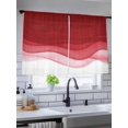 thumbnail image 5 of Sheer Curtains 54 Inch Length 2 Panels Set for Kitchen, Red Ombre Waves Semi Sheer Curtains for Windows, Abstract Art Gradient Modern Voile Window Treatments Rod Pocket Curtain, 5 of 7