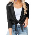 thumbnail image 3 of Womens Sheer Tie Knot Bolero Cardigan Summer Long Sleeve Lightweight Open Front Cover Up Crop Tops, 3 of 6
