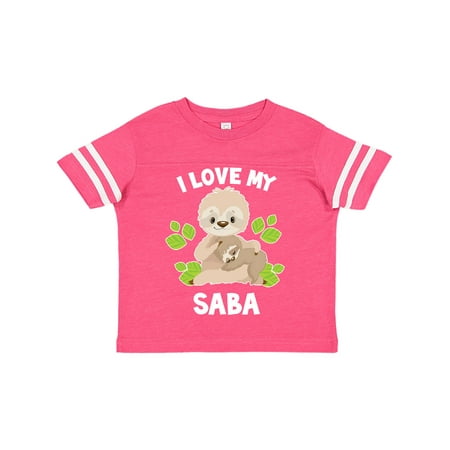 

Inktastic Cute Sloth I Love My Saba with Green Leaves Gift Toddler Boy or Toddler Girl T-Shirt