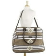 thumbnail image 5 of Aztec Brown Southwestern Handbags Ryn Weekender Cotton Distressed Appearance Antique Brass Hardware Canvas Striped Overnight Bag, 5 of 5