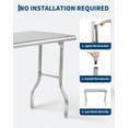 thumbnail image 5 of Accreate 48"x24" Heavy Duty Stainless Steel Folding Table, Portable Commercial Prep Table with Adjustable Leveling Feet, Kitchen Island Workbench for Restaurant, Catering, Game or Leisure Rooms, 5 of 7