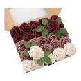 thumbnail image 1 of 25 rosas artificiales de tallo largo de tacto real, ramo de rosas de seda sintética para bodas, fiestas, centros de mesa y decoración de festivales., 1 of 8