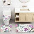 thumbnail image 4 of Juego de 4 cortinas de ducha con diseño de la Torre Eiffel de París, con alfombra antideslizante, tapete y tapa de inodoro, cortinas de ducha con diseño floral de mariposas primaverales y ganchos,, 4 of 6
