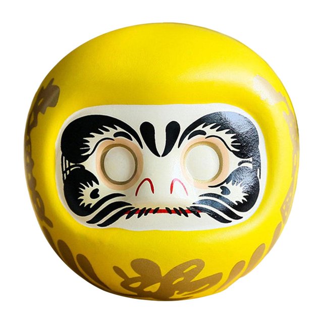 Muñeca de cerámica Zulema Daruma Fengshui amarillo 10x10x10cm