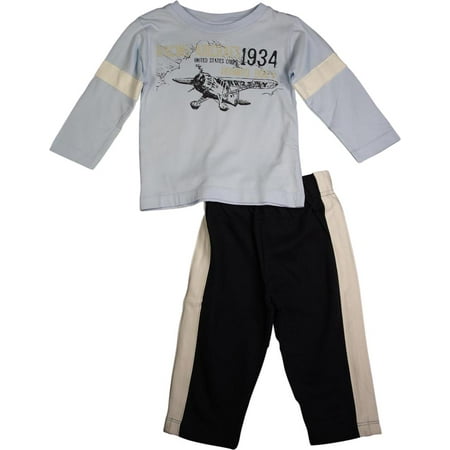 

Mish Mish Baby Boys Infant Toddler Long Sleeve Cotton 2 Piece Pant Sets 34521-24Months (LIGHT BLUE-BLACK Airplane)