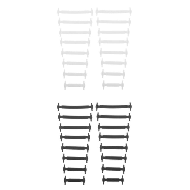 32 Piezas de Cordones de Silicona Elásticos Sin Cordones Cordones de Unisex Negro Hugo Cordones elásticos de silicona