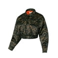 thumbnail image 2 of A2Y Women's Cropped Front Two Pocket Snap Quilted Padding Bomber Jacket Camo Olive S, 2 of 3