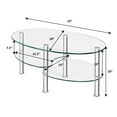 thumbnail image 2 of Costway Tempered Glass Oval Side Coffee Table Shelf Chrome Base Living Room Clear, 2 of 10
