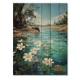 thumbnail image 3 of Designart "Lakeside Plumeria Paradise" Floral & Botanical Print on Natural Pine Wood, 3 of 5