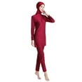 thumbnail image 2 of IBTOM CASTLE Women Muslim Burkini Swimsuits Modest Swimwear Islamic Long Sleeve Full Cover Hijab Swim Top Pants Plain ​Bathing Suit 4XL Red Floral, 2 of 6