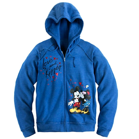 Mickey & Minnie Junior Womens Blue Zip-Up Hoodie (XS)