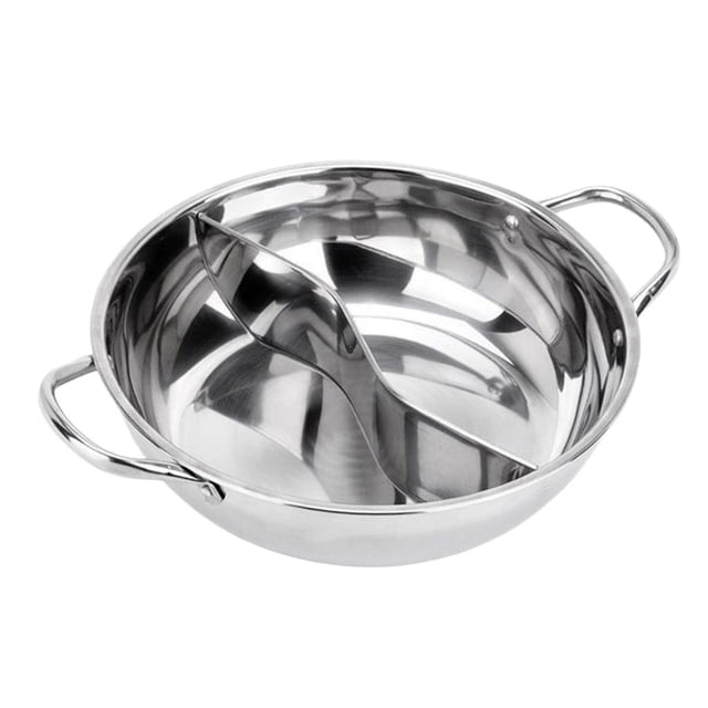 Olla caliente de acero inoxidable, olla grande para sopa, olla para vegetales, olla para fideos con 2 compartimentos, utensilios de cocina Los 32cm Soledad Olla de acero inoxidable