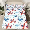 thumbnail image 2 of Castle Fairy Cute Cute Plane Aircraft Twin Sheet Sets 3pcs for Preppy Child,Transportation Theme Twin Fitted Sheet Microfiber,Starry Sky Breathable Flat Sheet,Microfiber Bedroom Decor, 2 of 7