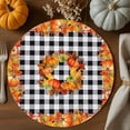 thumbnail image 2 of Fall Round Placemats Set of 4 Harvest Orange Pumpkin Place Mats Thanksgiving Woven Placemat Autumn Maple Leaf Plaid Circle Braided Table Mat for Kitchen Dining Table Autumn Party Home Decor 15 Inch, 2 of 9