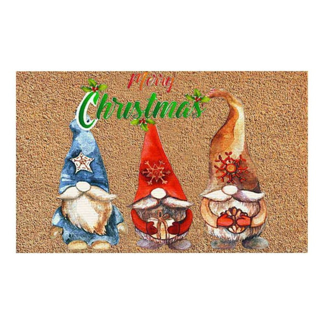 ¡Liquidación! Felpudo navideño EQWLJWE con gnomos invernales y gorros de Papá Noel para interior y exterior, 61 x 40 cm