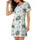 thumbnail image 2 of Fotbe Turtle Bata de Dormir para Mujer con Estampado, Camisón de Algodón de Manga Corta, Ropa de Dormir Casual, 2 of 6