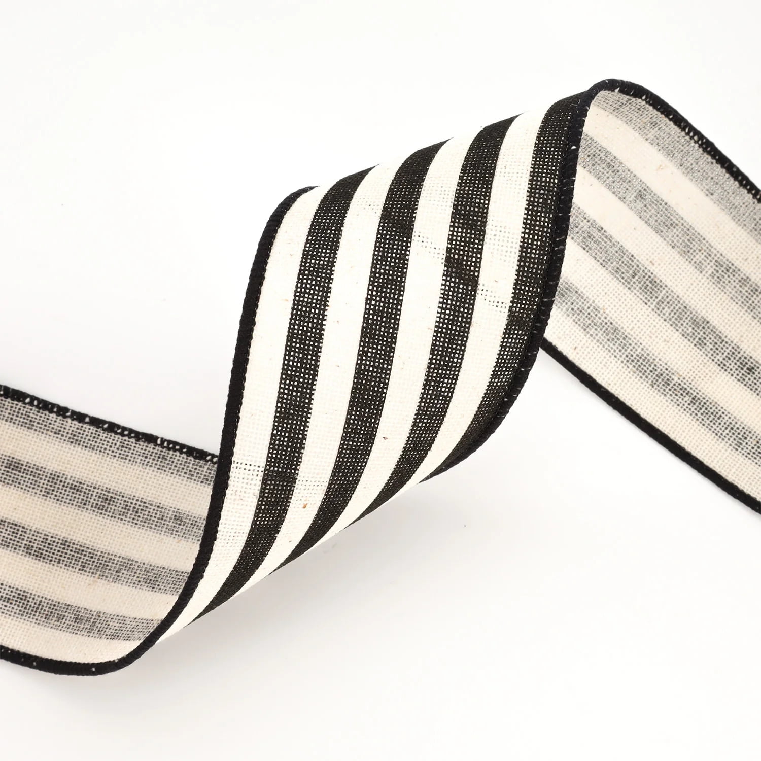 LaRibbons 2 1/2" Wired Ribbon | "Striped" Black/White | 10 Yard Roll