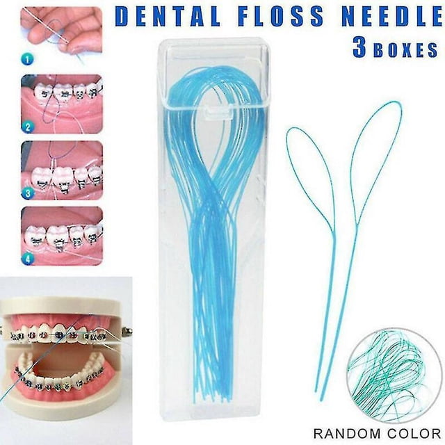 105 Uds enhebradores de hilo Dental bucle Simple + estuche para implantes de puentes de tirantes
