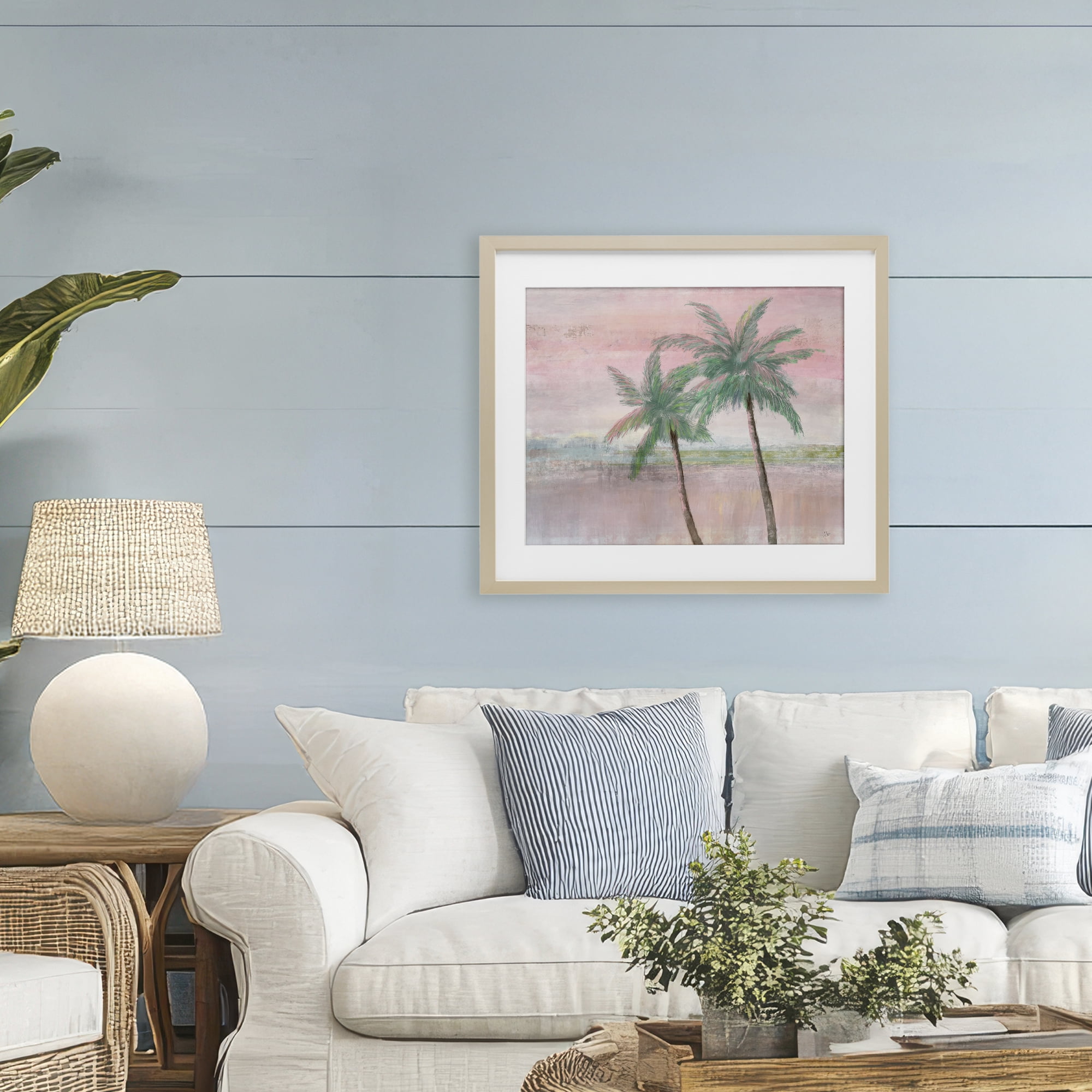 Stupell Industries Sunset Palms at Dusk Birch Framed Print Under Glass, design by Nan